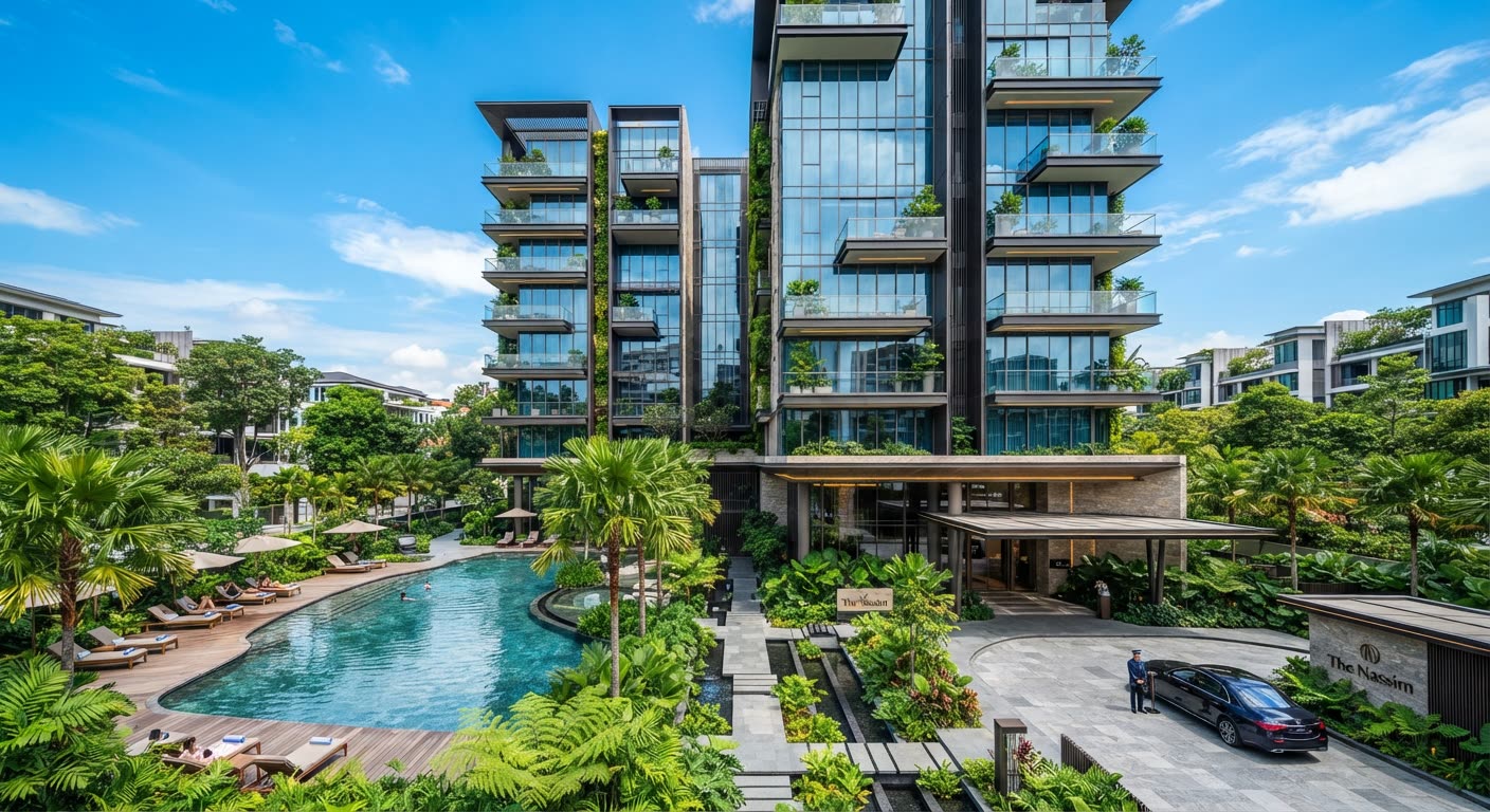 Modern luxury condominium exterior in Singapore